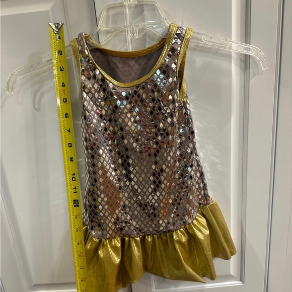 Girl’s sparkly gold and mirror dress and shorts. - Picture 3 of 7